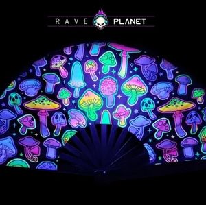 UV Psilo Hand Fan w/ Matching Leg Holster | Rave Hand Fan | Festival Hand Fan